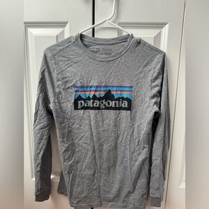 Patagonia Gray Long Sleeve with Colorful Mountain Design